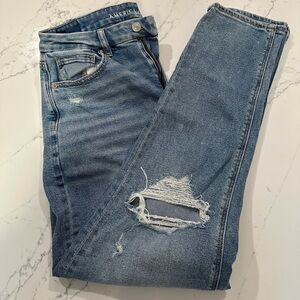 American Eagle Outfitters Women's Distressed Blue Mom Jeans